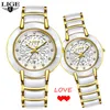 2020 Новая пара Часы Lige Top Brand Роскошные Керамические Кварцевые Часы Водонепроницаемый Светающий Наручные Часы Мода Женщины Часы Мужчины Любители Q0524