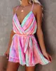 Copricostume bikini rosa bohemien tie-tinto Sexy cinturino per spaghetti Summer Beach Dress Tunica in chiffon Costume da bagno donna Cover Up A401 210420