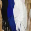 Jesień Vestidos Kobiety Sexy V Neck Tassel Blue Bandaż Suknia Celebrity Night Club Fishtail Trumpet Party 210527