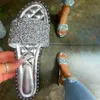 Zomer Slippers Schoenen Vrouw Ronde Hoofd Flat-Bottom Ling Rhinestone Beach Plus Size Crystal Laides Flip Flops Dia's