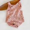 Baby baby jongens meisjes gebreide beugels rompertjes kleding lente herfst kinderen jongen meisje mouwloze kleding 210429