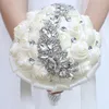 Wedding Flowers Bouquets Crystal Satin Holding Artificial Ribbon Bridal Bridesmaid Diamond Bouquet Flores De Boda W445