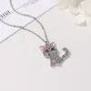 Colar bonito do pingente do unicórnio do gato para as mulheres meninas crianças fashion colorido cristal dos desenhos animados colares de jóias presentes