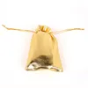 イベントパーティー用品50ピース/ロットゴールドスライバフォイルオーガンザバッグジュエリー包装クリスマスデコレーション結婚式の恩恵袋巾着ギフトバッグ