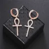 Unisexe Men de boucles d'oreilles femmes Gold Couleur Bling Bling Cz cubic Zircon Cross Moucles d'oreilles beaux cadeaux pour ami2560