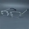 ワイヤーc眼鏡の小さな正方形のリムレス眼鏡フレームヴィンテージアイウェアスペクタクルデスジンガーカータークリア光学充填処方箋1