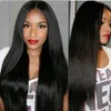 Бесклеевые парики с повязкой на голову Yaki Straight Lace Frontal Wig для женщин Natural Color 13x2.5 Synthetic Lace Front Easy Wear Термостойкие волокна Волосы
