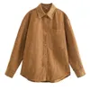 Streetwear Women Solid Corduroy Jacket Fashion Ladies Turn Down Collar Loose Tops Causal Female Chic Pocket 210520