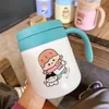 Cartoon cute girl printing heat preservation coffee Tumblers office home general business direct drinking glass with handle