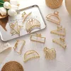 Vintage Gold Color Metal Geometric Hair Claw Clamps for Women Star Shell Hollow Crab Clip 2021 Fashion Accessorie Clips Barrette271f