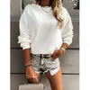 Damen Hoodies Sweatshirts Solid Color Sweatshirt Women Casual Tops Mode -Winter -Herbst -Damen Pullover Weiß rosa lila Khaki Streetw