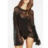 Beach Sexy Hole Sweater Asymmetric Hem Loose Knitted Crochet Heart shape Hollow out Thin Knit Jumper Tops Holiday 211011