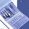 16 Pcs Nail Clipper Set In Acciaio Inox Manicure Pedicure Rimozione Della Cuticola Lima per Unghie Forbici Set Grooming Custodia Da Viaggio Strumenti