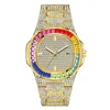 Relógios masculinos de luxo Hip Hop Iced Out Relógios de ouro com strass masculino Relógio de pulso de quartzo Relogio Masculino