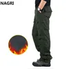 Men Winter Autumn Fleece Thick Cargo Pants Military Tactical Multi Pocket Waterproof Outwear Overalls Hiking Work Casual Pants H1223