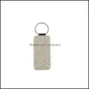 Keychains Fashion Aessories 6 Colors Heat Transfer Leather Keychain Shine Sublimation Blank Pendant Lage Decoration Key Ring Diy Gift Gwa612