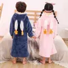 Kids Robe Flannel Bathrobe After Bath Girls Pajamas Sleepwear Baby Boy Winter Hooded Robes Teen Pyjamas Warm Nightgown Home Wear 211105