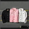 Jackor Mens Denim Men Windbreaker Streetwear Jeans Jacka Homme Casual Fashion Coat Rosa Vit Svart 5XL1 JVYGL VSBUP