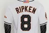 8 Cal Ripken Jr. Jersey 2001 Maglie da baseball grigio arancione bianco cucinato