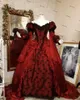 Gothic Halloween Suknie ślubne z Cape Winter Sleeping Beauty Red and Black Sparkle Fantasy Lace-Up Corset Bridal Sukienka Plus Size