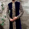 Étnico vestuário middle leste homens jaqueta muçulmano abaya dubai homem jubba thobe paquistão floral estande fashion fashion masculino