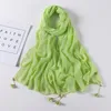 Fashion Plain Bubble Chiffon Scarf Women's Hijab Wrap Solid Color Shawl Headband Muslim HijabsTurbanet Headscarf Flower Pendant