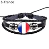 Flag Bracelet World Flags Jóias EUA América Bandeira Alemanha México Canadá França Grã-Bretanha Espanha Brasil Pulseira de Couro Preto