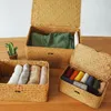 Storage Baskets Handmade Seagrass Woven Box Seaweed Finishing Basket With Lid Sundry Bath Cosmetic Towel Container Baske