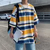 Cool Colorister Tshirt Streetwear Harajuku Свободная футболка Мужчины Случайные Корейский Стиль Лето Смешно Белый Высокий Улица Мужские Топы Мужские Футболки