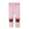 Jumping Meters Autumn Girls Animals Embroidery Cute Children's Sweatpants Stripe Drawstring Baby Full Length Trousers Pants 210529