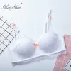 women bra lace rimless bra Small chest half cup Butterfly-knotted underwear Comfortable and breathable lingerie femme 211110