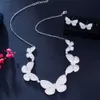 Pera Elegance Butterfly Design Zilveren Kleur Sprankelende Kubieke Zirconia Bruiloft Charme Ketting Oorbellen Sieraden Set voor Bruiden J451 H1022