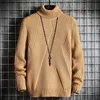 Winter Solid Pullover Turtleneck Sweaters Men Clothing Turtle Neck Coats High Collar Knitted Sweater Korean Man Clothes M-2Xl