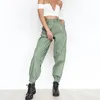 Spodnie damskie Spodnie Capris Kobiety Solidne Kolor Luźna Elastyczna Pocket Cargo z łańcucha Streetwear