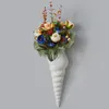 3 TIPI Modern White Ceramic Sea Shell Conch Flower Vase Wall Hanging Home Decor Soggiorno Sfondo Muro Decorato Vaso 210409