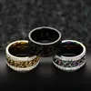 Cluster Rings Hip Hop Rainbow Jewelry Ring Stainless Steel Chain With Zirconia Stone For Men Multicolor Black Gold Color Punk Party