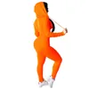 Mode Hooded Twee Stuk Set Jogging Femme Zipper Top + Broek Pak Sportwear Trainingspak Dames Outfits Solid 7 Color Plus Size Y0625