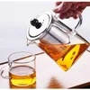 350 550ml 750ml الزجاج الزجاجي sqaure ارتفاع درجة الحرارة مقاومة puertea القهوة وعاء الشاي