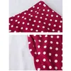 Verano Casual gasa estampado Dot-print falda femenina cintura alta Midi plisada mujer negro blanco rojo largo s Streetwear 210421