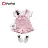 Summer and Spring 2-piece Cute Striped Top Ruffle-cuffs Overalls for Baby Toddler Girl Sets 210528