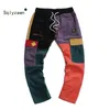 Corduroy Color Block Patchwork Streetwear Cargo Pants Mannen en Dames Fall Harajuku Plaid Losse Harem Jogger Sweatpant Broek 210707