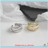 Jewelryearl S925 Sterling Sier Finger Rings European Ins Two-Layer Simple Retro Antique Women Wedding Jewelry Gift Cluster Drop Delivery 202