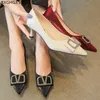 Kleid Schuhe Kätzchen Fersen Pumps Frauen High Heel Slip On für 2021 Black Pleaser Office Escarpins Femme