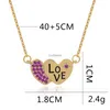 Crystal Bar Love Heart Wold Pendant Necklace Gold Chains Diamond Necklaces for Women Girls Fashion Jewelry Will and Sandy