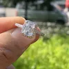 Choucong ブランドトップセール結婚指輪高級ジュエリーリアル 925 スターリングシルバーエメラルドカット CZ ダイヤモンドパーティー宝石女性婚約バンドブライダルリングセットギフト