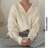 Genayooa Chic Turn-down Collar Sweater Women Solid Casual Knit Pullover Long Sleeve Autumn Winter Fashion Korean Jumper 211018