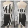 Free Women's Summer Striped Bandage Dress Sexy One Shoulder Sleeveless Bodycon Celebrity Club Party 210524