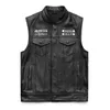 Classic Motorcycle Leather Vest Men100% Genuine Cowhide Skin Biker Moto Waistcoat M436 210925