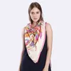 PObing 100% Silk Square Lenço de Luxo Marca Indiana Pena Mulher Scarves Yraps Feathers Crown Espanhol Foulard Acessório