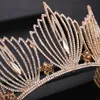 Grampos de cabelo barrettes luxuriou coroa de ouro cristal strass grande casamento nupcial taira rainha diadem headpiece acessórios cabeça jew237a